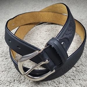 Vintage Western Belt Mens 44 Black Leather Embossed USA Bold Eagle Tooled Heavy